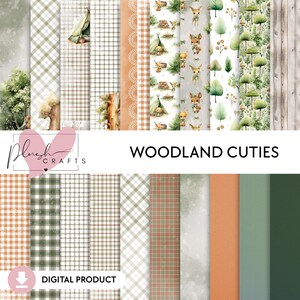 Woodland Cuties || Digital Scrapbooking Pack, Baby Designs, Forest Collection, Kids’ Printable Paper, Cute Animal Themes