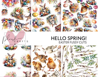 Frühling Floral Fussy Schnitte | Ostern Scrapbook Papier (Digitaler Download)