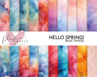 Frühling Blumen Scrapbook Papier | Aquarell Designs (Digitaler Download)