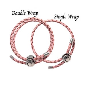 Pandora leather Braided Pink and Blue double Bracelet (Set of 3) PANDORA Blue Braided Double Leather Bracelet | REEDS Jewelers main image 3