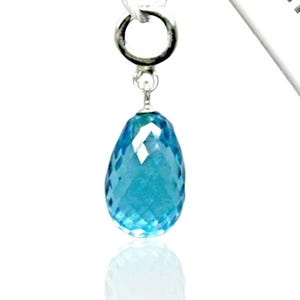 Swarovski Crystal AQUA birnenförmiger Briolett-Anhänger aus Sterlingsilber ~ Retired Persona Charm 30% Rabatt!