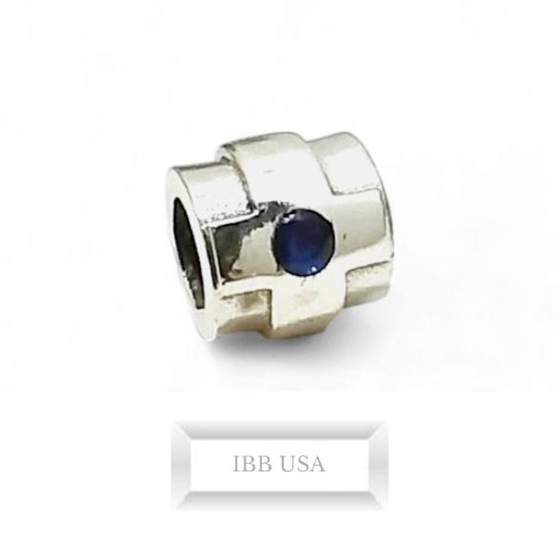 IBB Blue Swarovski CZ Cross Charm, Sterling Silver Tube Euro Bead ...
