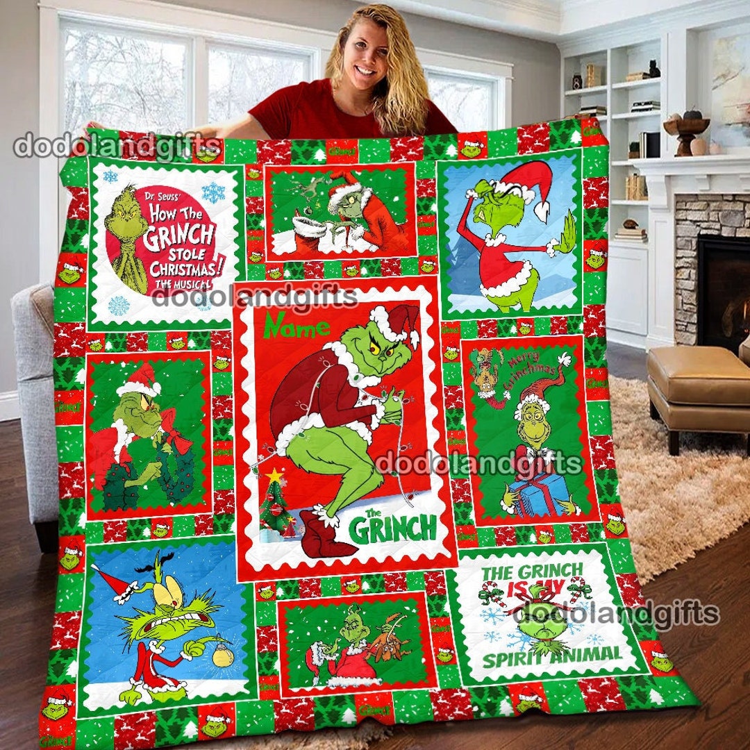Personalized Dr. Seuss the Grinch Fleece Blanket Grinch Etsy