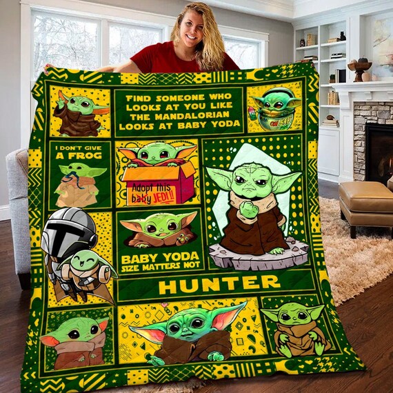Personalized Baby Yoda Grogu Quilt Grogu Baby Yoda Fleece Etsy