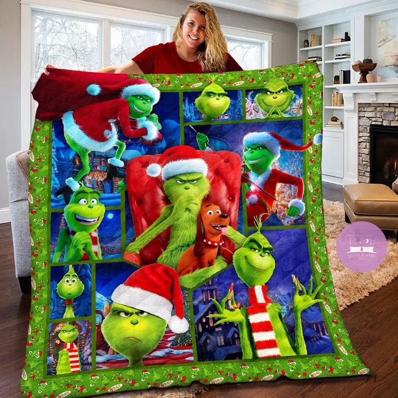 Dr. Seuss the Grinch Sherpa Blanket the Grinch Fleece Etsy