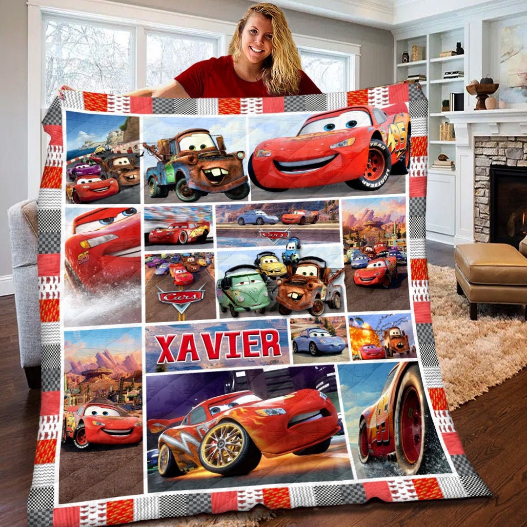 Personalized Cars Lightning Mcqueen Quilt Lightning Mcqueen Etsy