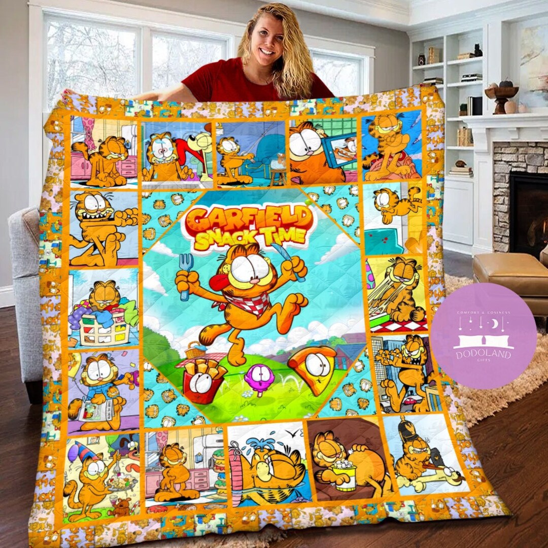 Garfield Quilt Blanket Garfield Cat Fleece Blanket Etsy