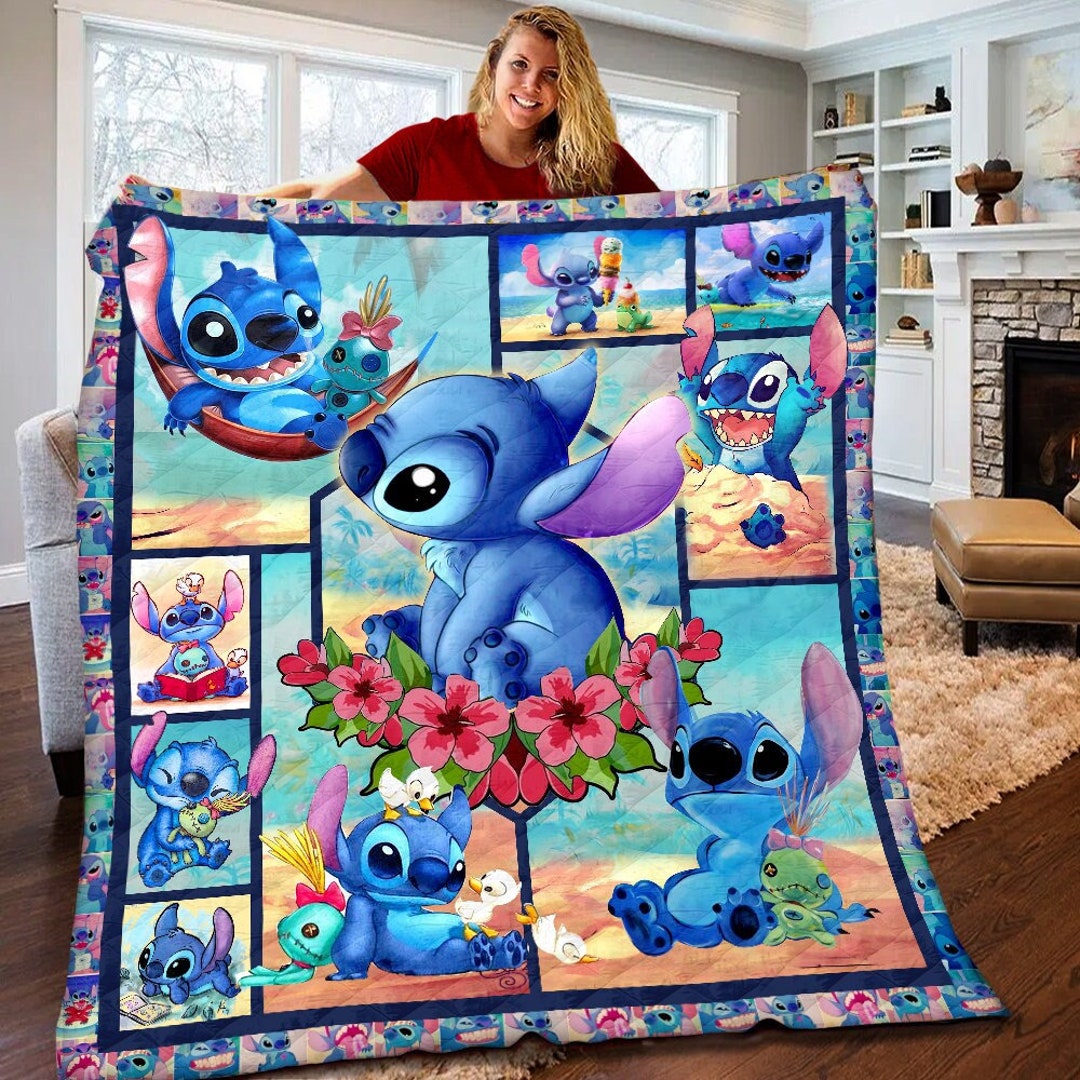 Stitch Quilt Lilo and Stitch Fleece Blanket Stitch Etsy