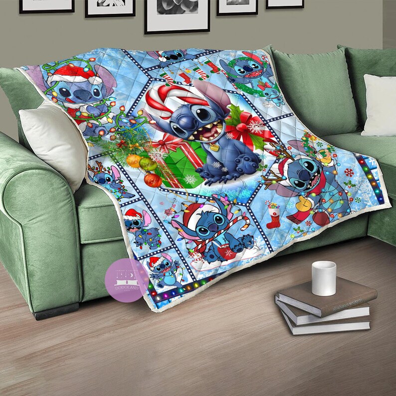 Disney Stitch Quilt Lilo and Stitch Christmas Blanket Etsy