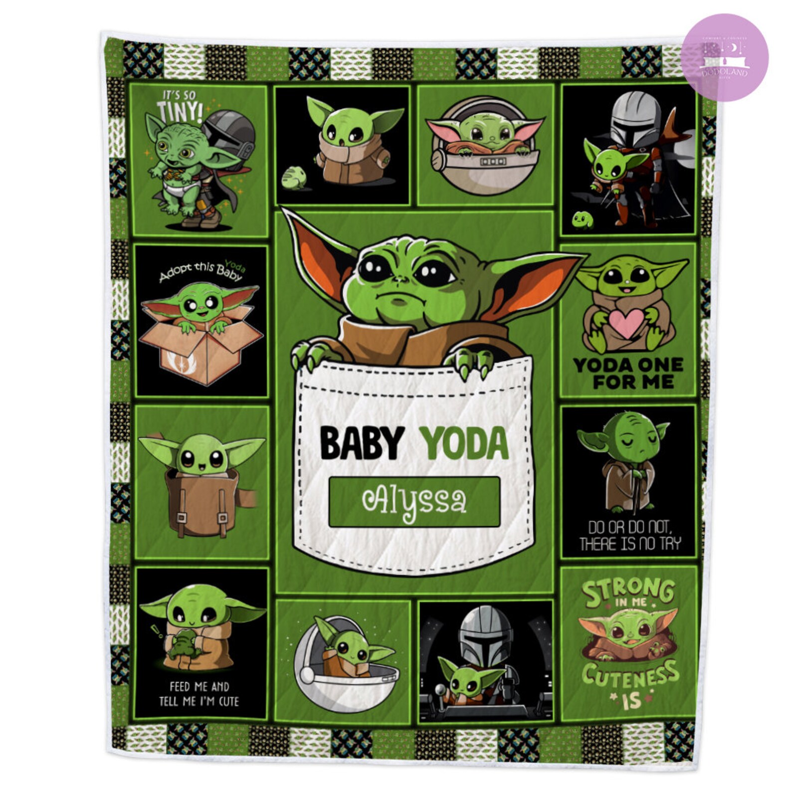 Personalized Baby Yoda Grogu Quilt Grogu Baby Yoda Fleece Etsy