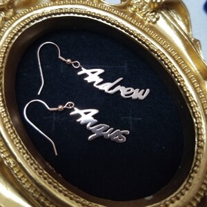 1 Pair Silver Personalized Custom Name Earrings For Women Customize Initial Cursive Nameplate drop Earring Gift For Best Friend Girls