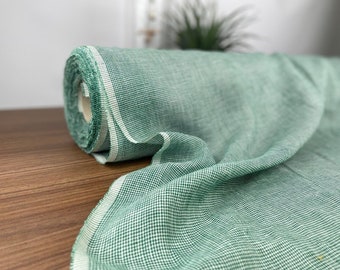 Tessuto 100% lino color verde, lino al metro tagliato su misura, lino per abbigliamento e patchworking