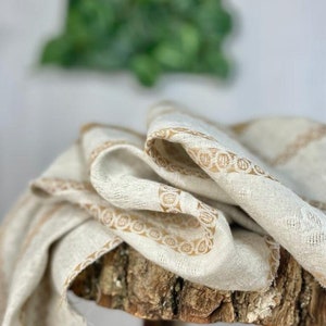 Tessuto misto lino color beige, lino pregiato tagliato su misura, lino per abbigliamento