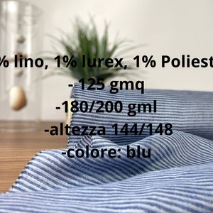 Tessuto blu 100% lino, lino al metro tagliato su misura, lino per abbigliamento e patchworking immagine 4