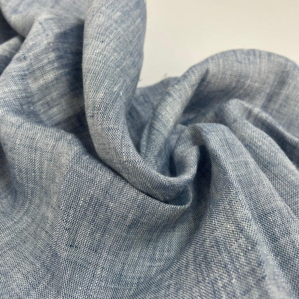 100 % CHAMBRAY-Leinenstoff, garngefärbtes Leinen für Kleider, Vorhänge und Patchwork.