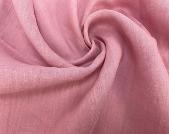 100% pink  linen fabric, linen by the meter cut to measure, linen for clothing and patchworking