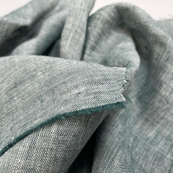 100 % CHAMBRAY-Leinenstoff, garngefärbtes Leinen für Kleider, Vorhänge und Patchwork.