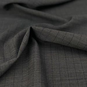 Tessuto misto lana colore grigio scuro, tessuto al metro tagliato su misura, ideale per pantaloni, tailleur patchworking, bi elastico