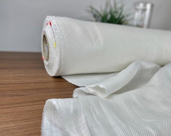 Tessuto 100% lino color bianco, lino al metro tagliato su misura, lino per abbigliamento e patchworking