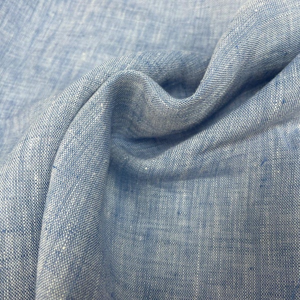 100 % CHAMBRAY-Leinenstoff, garngefärbtes Leinen für Kleider, Vorhänge und Patchwork.