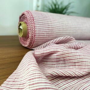 Tessuto 100% lino color rosso, lino al metro tagliato su misura, lino per abbigliamento e patchworking immagine 2