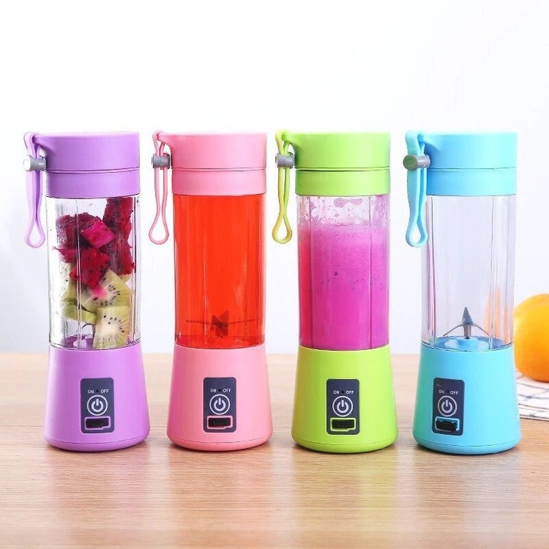 Mini Blender Pink USB Portable Juicer Cup Recharge Personal Small with Juice Fruit Mixer Bottle- Electric Smoothie Mixing Machine 