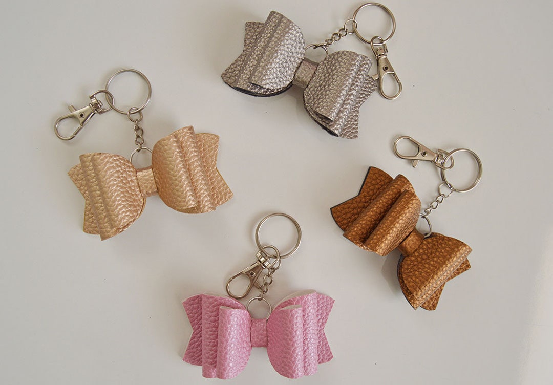 Bow Keychain Faux Leather Bow Keychain Etsy