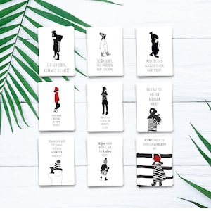 9x Postkarten Set Motivation 3, mit Sprüchen & Illustrationen, Alltag, Freundschaft, Reisen, Zeit, Arbeit, Selbstliebe, Ermutigungskarten