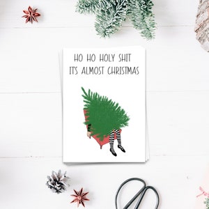 Weihnachtskarte mit Spruch Ho ho holy shit | Postkarte, Liebe, Grußkarte, xmas card, Sprüchekarte für Weihnachten