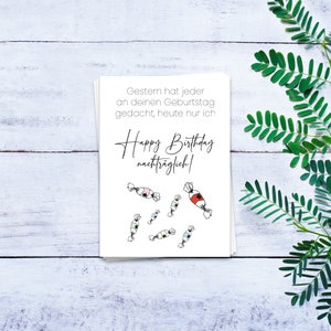 Karte Happy Birthday nachträglich | Geburtstagkarte, Glückwunsch Postkarte, Happy Birthday, Anlasskarte, A6