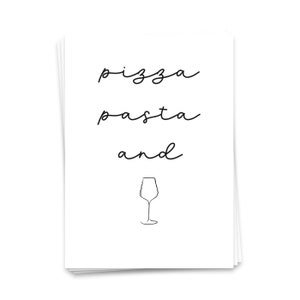 Pizza Pasta and Vino | Weinkarte, Sprüchekarte, Grußkarte, Postkarte mit Spruch