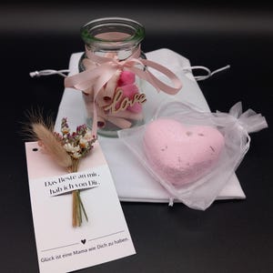 Muttertag Geschenk mit Glas mit liebevollen Botschaften mit Karte Wellness  Liebe Trockenblumen Freundschaft Freundin Naturprodukt