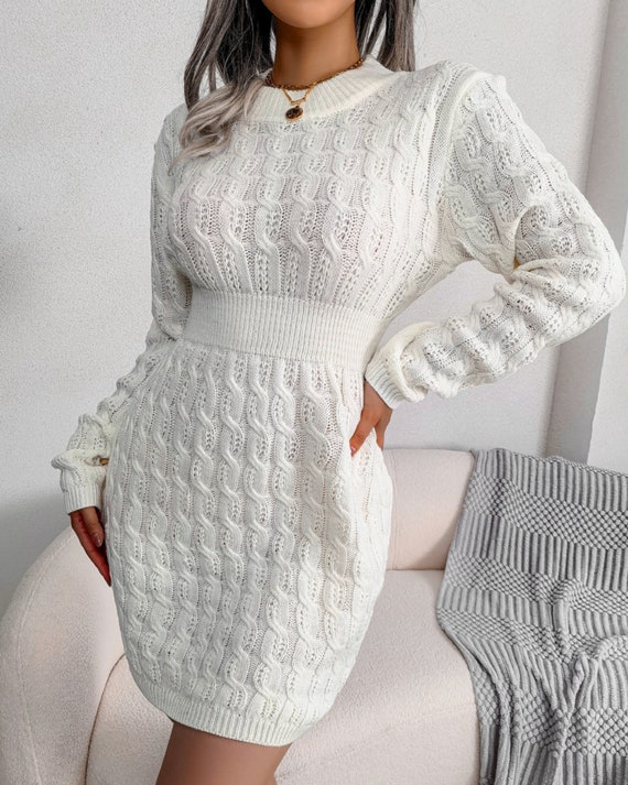 black and white sweater dress