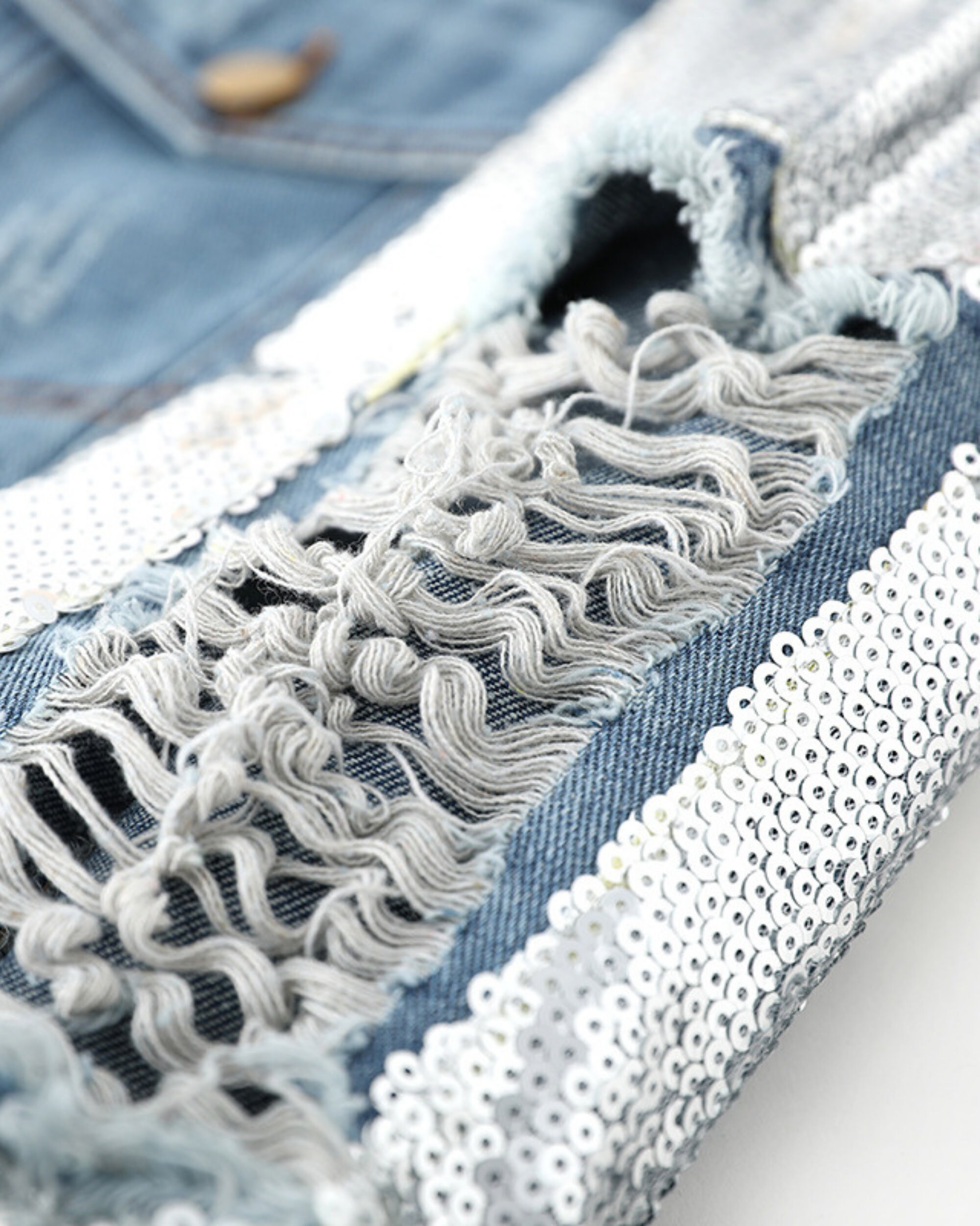 Ladies Glitter Denim Jacket, Women's Festival Clubbing Party Club Top