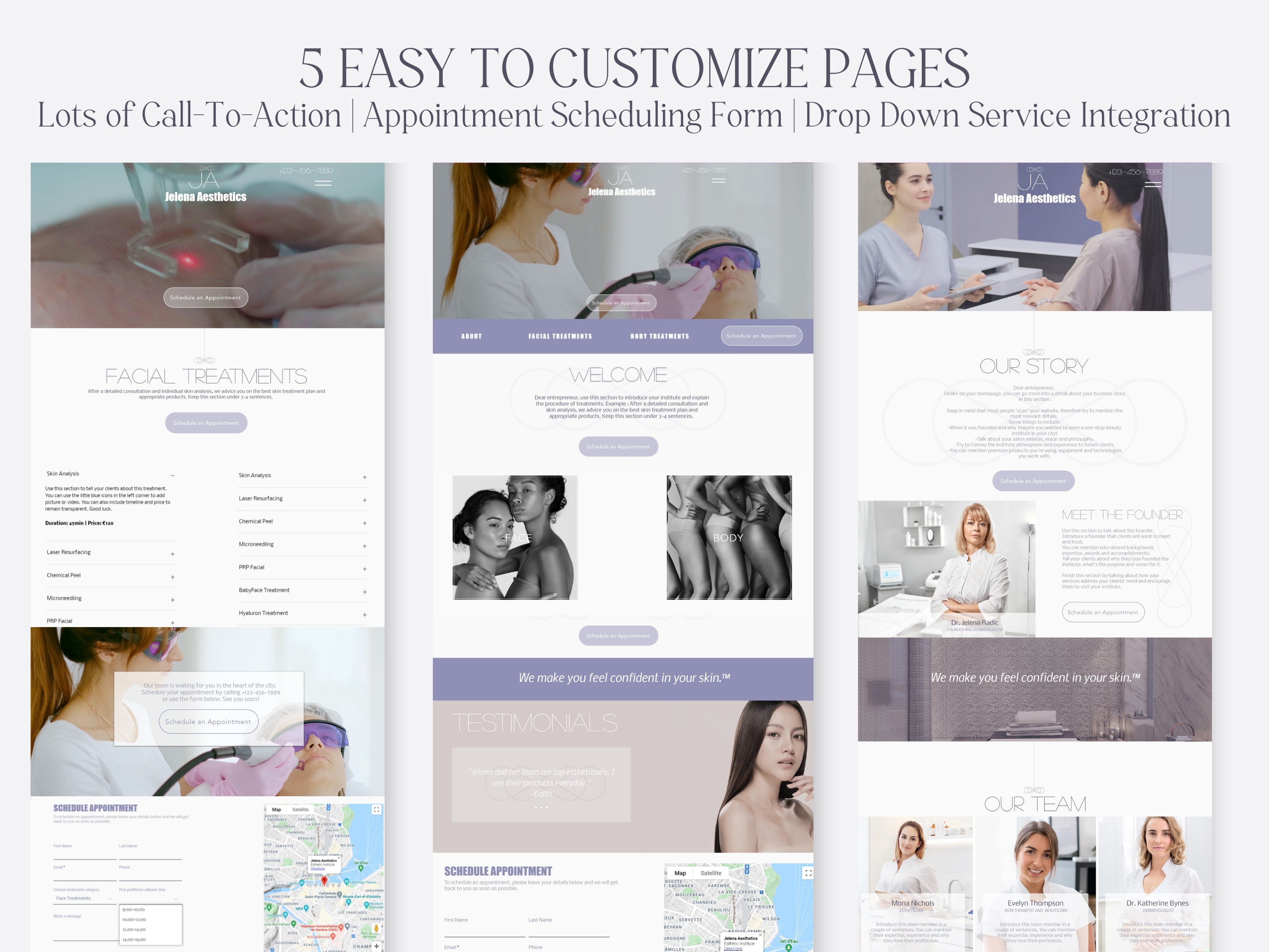 Esthetician Website Template With Appointment Scheduling Etsy
