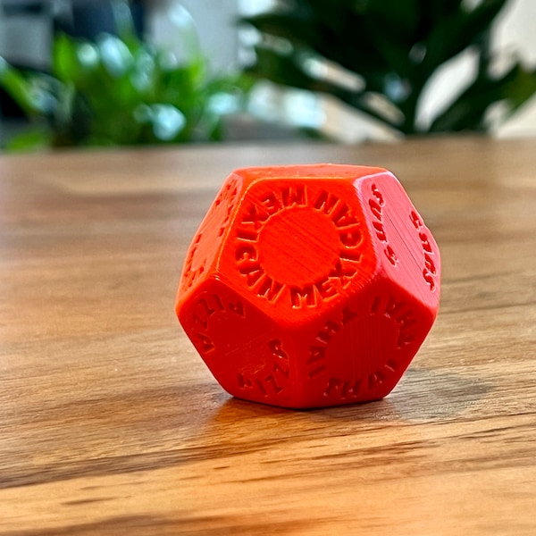 Food Takeout Dice! Large 3D printed 2" - 12-sided - decide what's for dinner