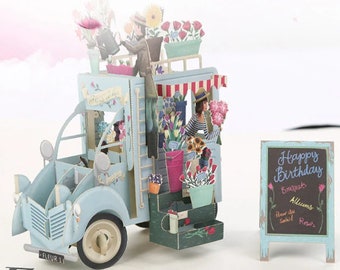 Pop Up Birthday Card 3D Flower Van Shop Greetings card