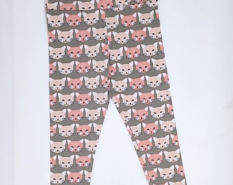 Gray cat, girls leggings. Handmade