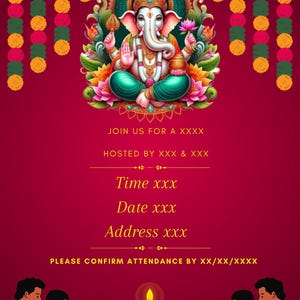 Invitación digital para bodas / Katha / Havan o cualquier ceremonia religiosa hindú