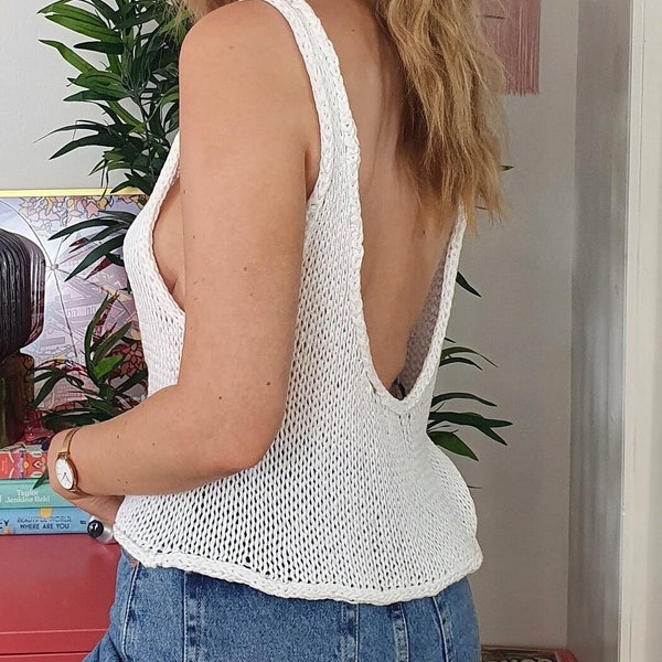Illicit Cover Up Top Knitting Pattern (Backless Summer Vest Top)