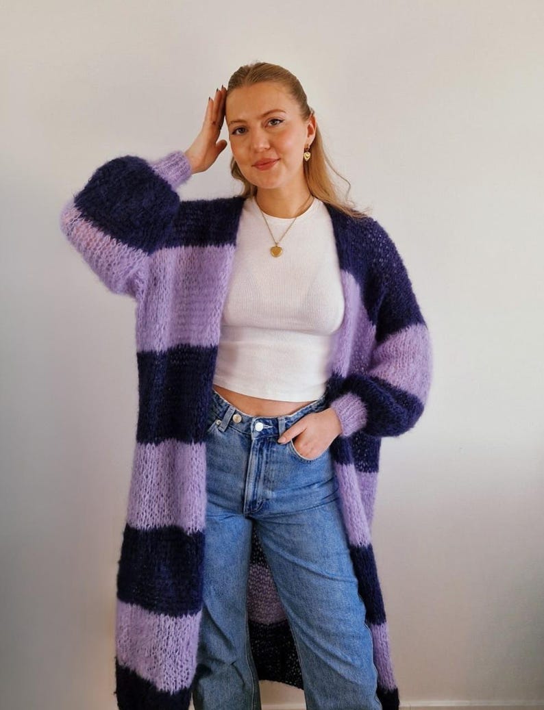 Mohair Maxi Cardigan Enkelt stickmönster Sommarvänligt för nybörjare bild 3