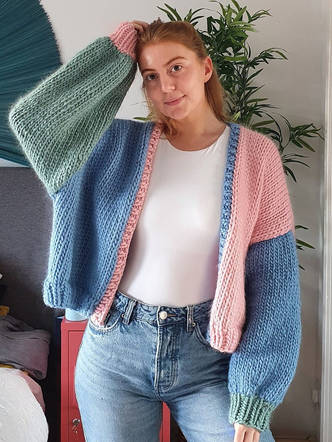 6, Stücke, Retro, Strickjacke, Clip