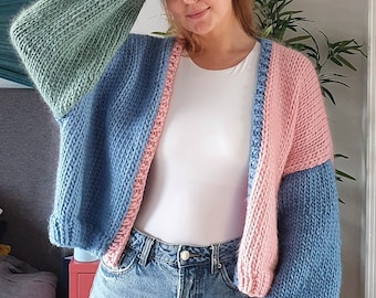 Super Chunky Cardigan Knitting Pattern - The Sherbet Cardi