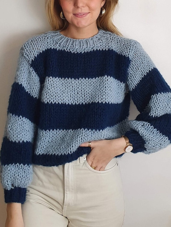 Stripey Seamless Sweater Beginner Friendly Striped Jumper Chunky Knitting  Pattern 