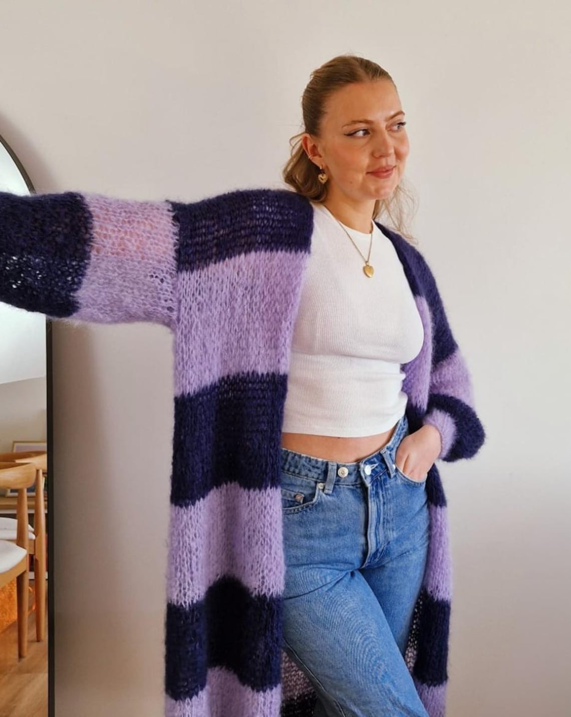 Mohair Maxi Cardigan Easy Knitting Pattern Beginner Friendly - Etsy