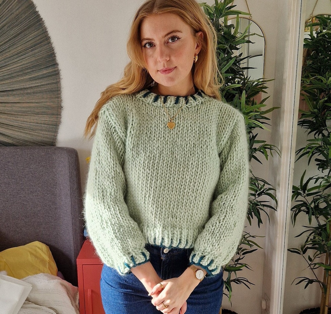 Knit Sweater Pattern Big Bubble Sweater Blanket Stitch Sweater