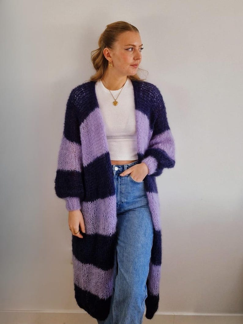 Mohair Maxi Cardigan Enkelt stickmönster Sommarvänligt för nybörjare bild 1