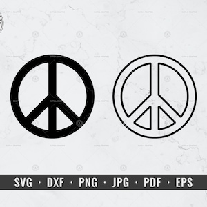 Paix symbole svg, signe de paix, paix Logo, paix contour svg, dxf, png, jpg, pdf, eps, Cricut, Silhouette, vecteur, ClipArt, téléchargement numérique