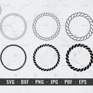 Seil Kreis Rahmen Border Bundle SVG, Seil Kranz SVG, Nautische Rahmen PNG, Cricut, Silhouette, Vektor, Schnittdatei, Sofortiger digitaler Download