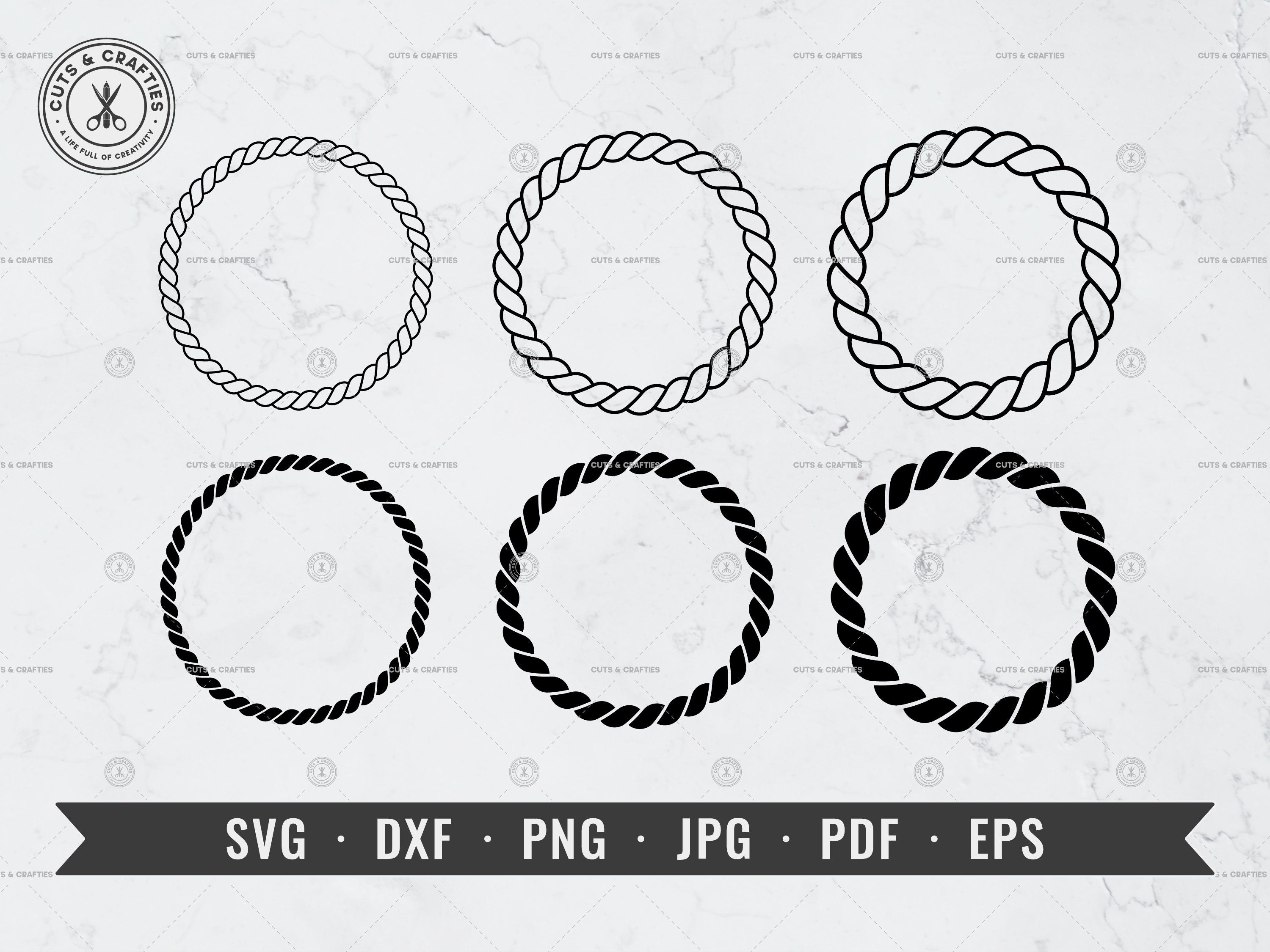 Rope Circle Frame Border Bundle SVG, Rope Wreath SVG, Nautical Frame PNG,  Cricut, Silhouette, Vector, Cut File, Instant Digital Download